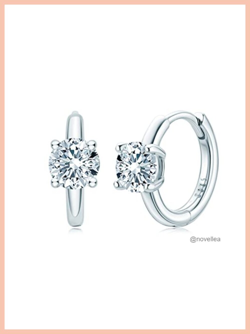 925 Sterling Silver Moissanite Huggie Hoop Earrings 1ct